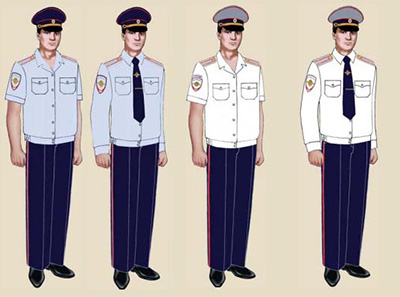 Картинка рубашек полиции для выбора правильной длины