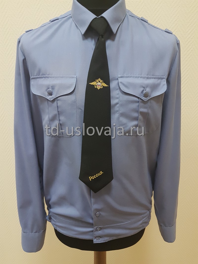 Фото серо-голубой рубашки для работников железной дороги с длинным рукавом