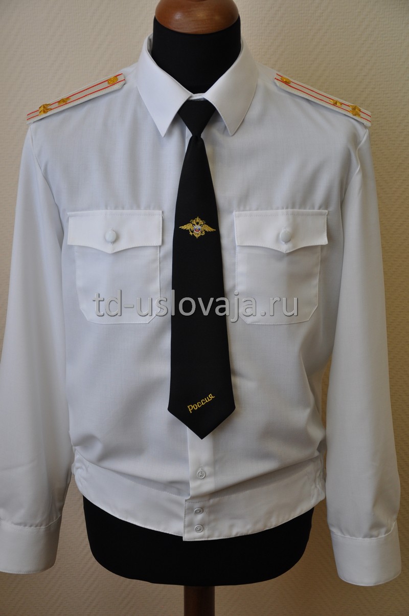 Фото белой рубашки для сотрудников полиции с длинным рукавом