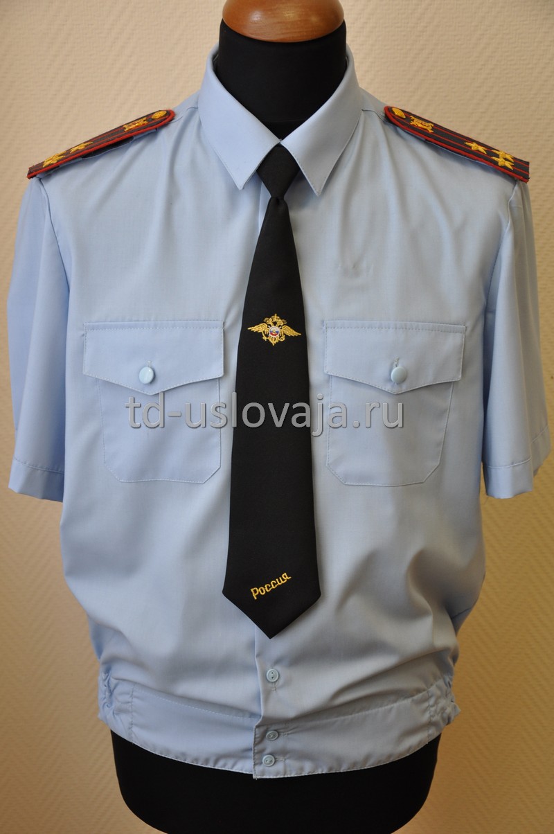 Фото голубой рубашки для сотрудников полиции с коротким рукавом
